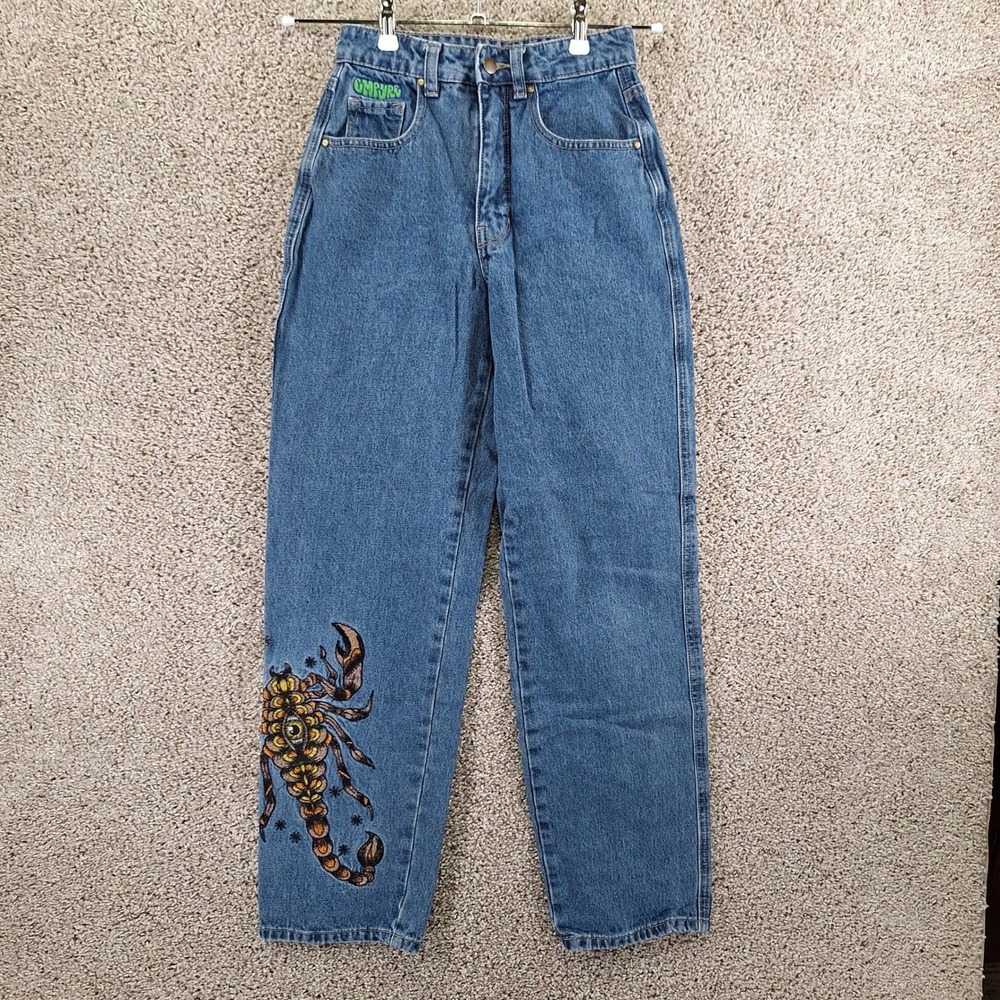 Empyre Jeans Women 0 (Fits 24x29.5) Med Wash Scorpion Graphic Streetwear Skater